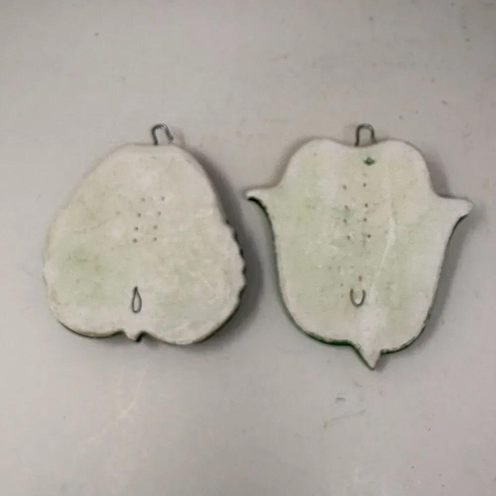 Miller Studio Anthropomorphic Apple Pear Chalkware Wall Decor with Hooks 1970